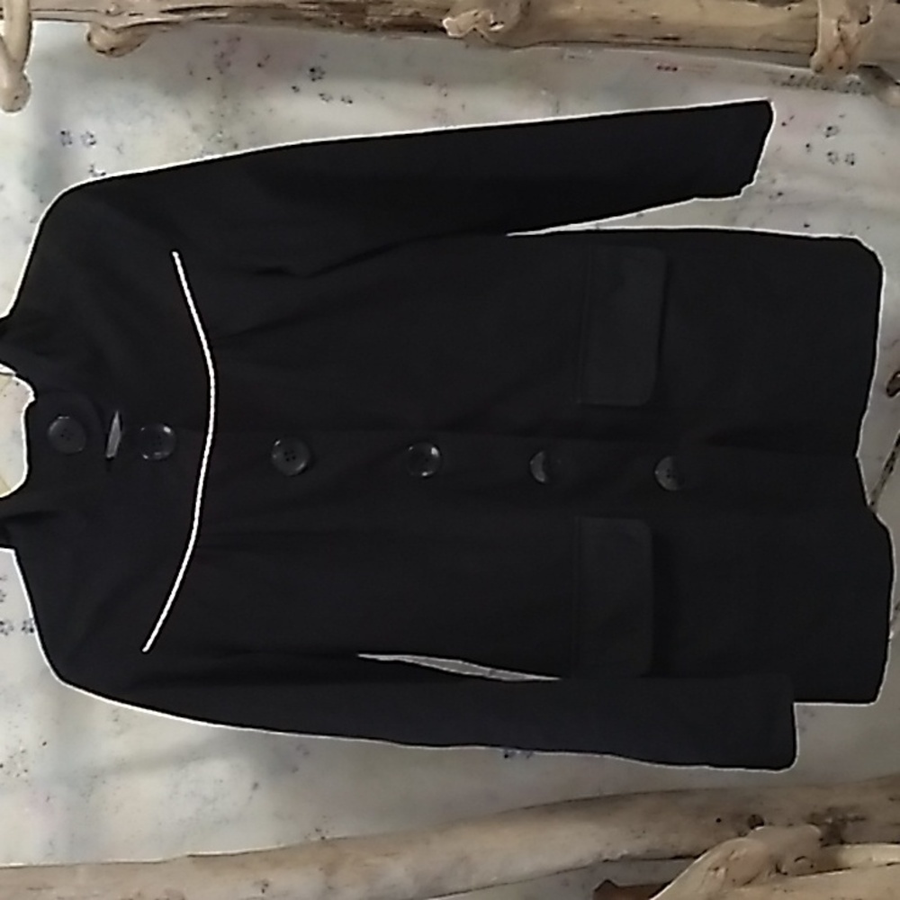 Song Women's Size Small Canvas Button Up Coat Jacket Hooded 2 Pockets Long Line